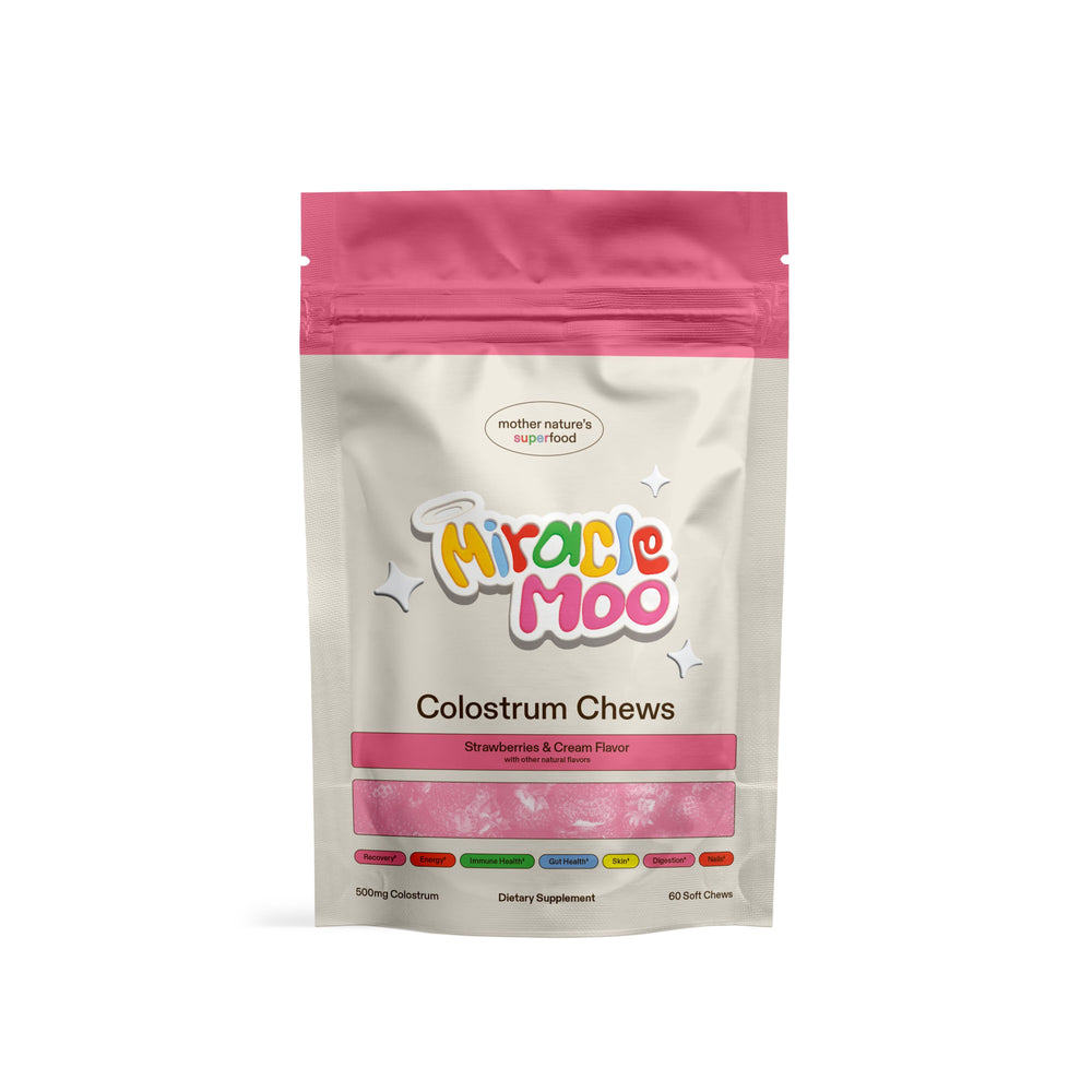 Miracle Moo Colostrum Chews | Strawberry & Cream Flavor | Dietary Supplement for Boosting Health