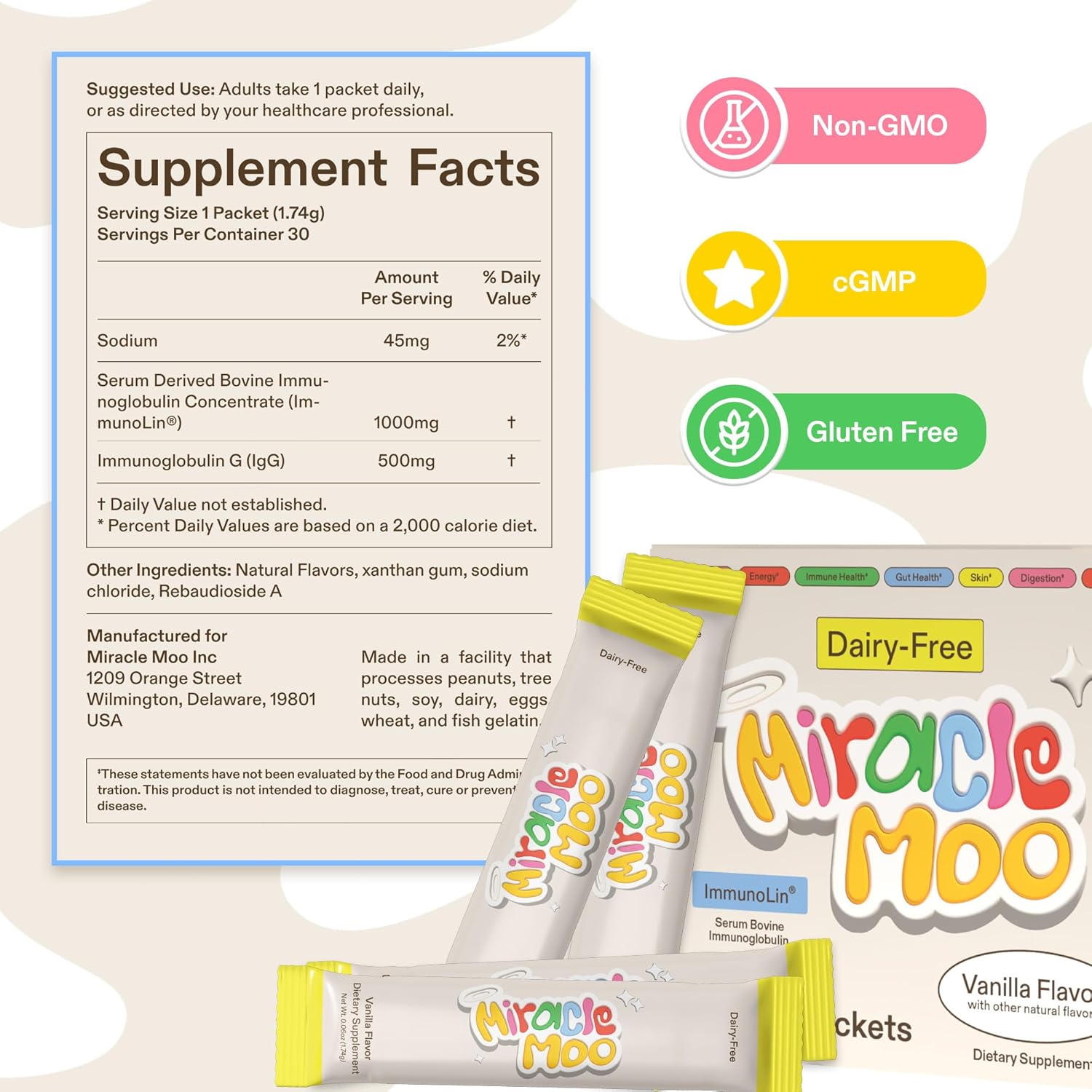 Miracle Moo Dairy Free Colostrum Alternative + ImmunoLin®